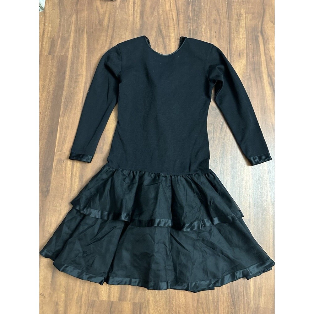 Adrienne Vittadini Vintage Black Wool Silk Blend Dress Size M